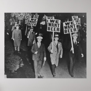 Poster Cerveja da Proibição Vintage, Queremos Cerveja, Ar