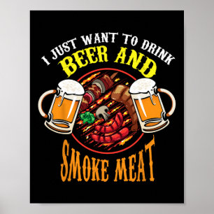Poster Cerveja De Bebida Legal E Churrasco De Carne Defum
