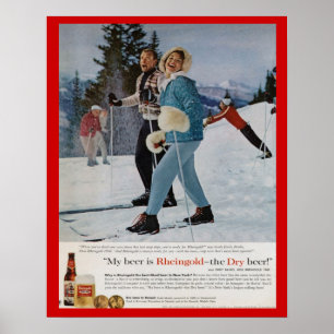 Poster Cerveja de Rheingold dos esportes de inverno do