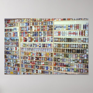 Poster Cerveja de Vintage, Muro de Beer Cans Brewery Beer