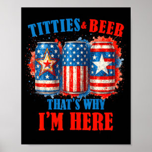 Poster Cerveja do 4 de Julho, Bebendo Cerveja Americana E