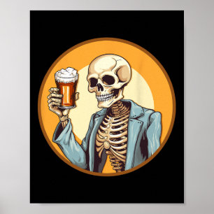 Poster Cerveja do Bebendo Skeleton Halloween