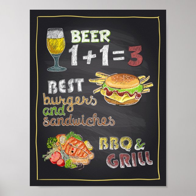 Poster Cerveja e Burgers (Frente)