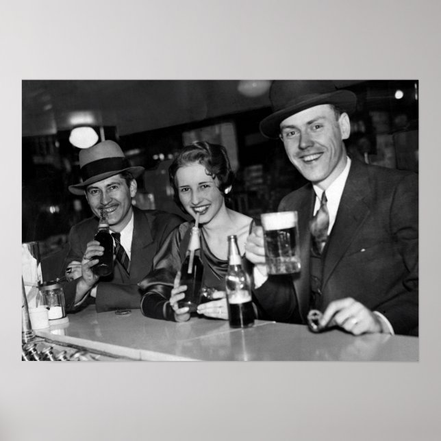 POSTER CERVEJA E PRETZELAS APÓS A PROIBIÇÃO DE 1933 (Frente)