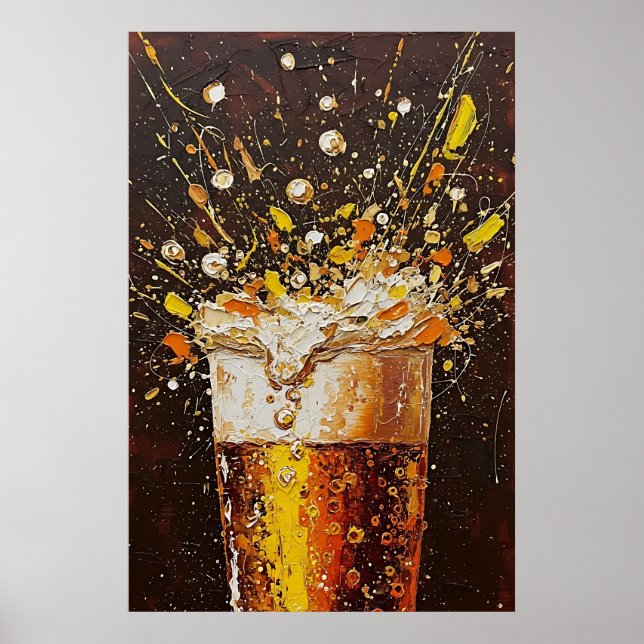 Poster Cerveja expressionista do ouro Fizz (Frente)