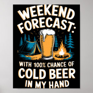 Poster Cerveja gelada camping gráfico de montanha