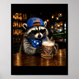 Poster Cerveja guaxinim engraçado western aniversário 4 d