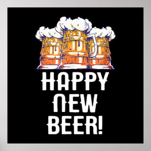 Poster CERVEJA NOVA FELIZ! Bebendo do Ano Novo