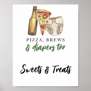 Poster Cervejas e fraldas - Doces e guloseimas chá de beb
