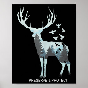 Poster Cervo - Animal Florestal Natural - Preservar & Pro