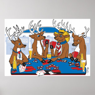 Poster Cervo com Cara de Poker