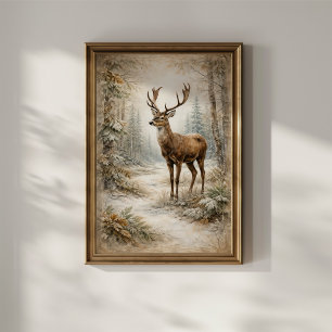Poster Cervo da Floresta de Inverno