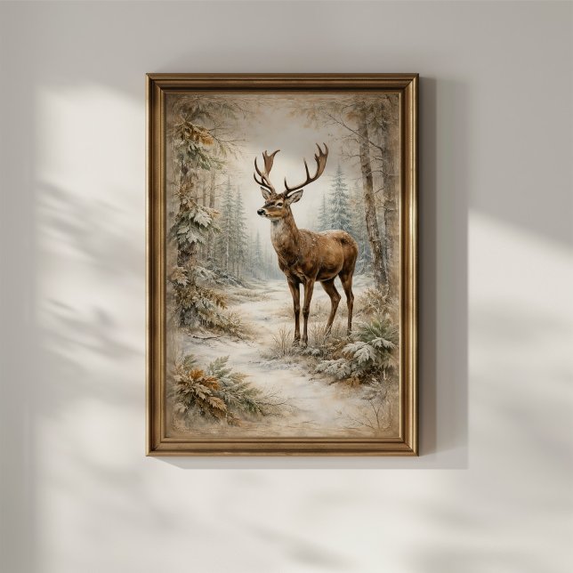 Poster Cervo da Floresta de Inverno (Criador carregado)