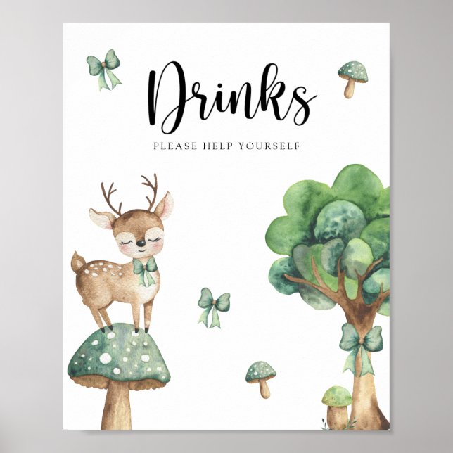 Poster Cervo em Aquarela - Bebidas à vontade Cartaz (Frente)