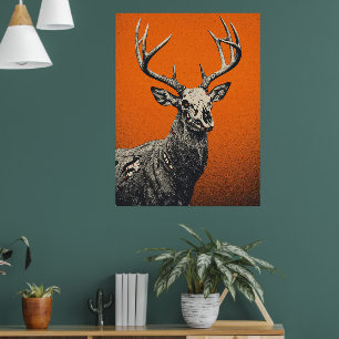 Poster Cervo Morto-Vivo em Fundo Laranja Ousado