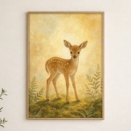 Poster Cervo na Aquarela da Clareira Cartaz Caprichoso