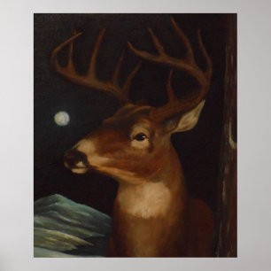 Pôster Cervos de Whitetail no luar