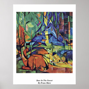 Pôster Cervos na floresta (ii) por Franz Marc