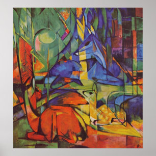 Poster Cervos na floresta por Franz Marc