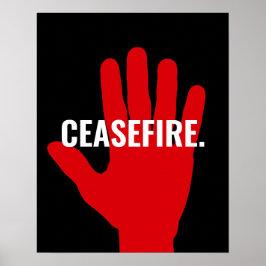 Poster Cessar-fogo preto vermelho-preto pára de guerra