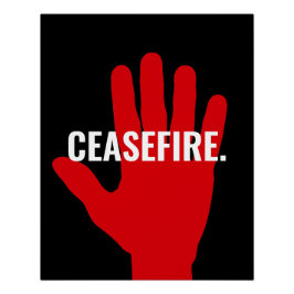Pôster Cessar-fogo preto vermelho-preto pára de guerra