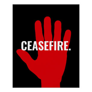 Pôster Cessar-fogo preto vermelho-preto pára de guerra