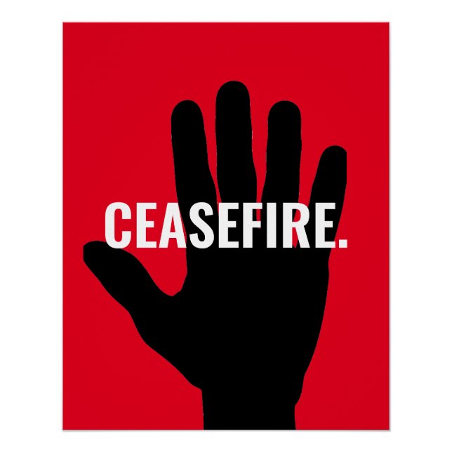 Pôster Cessar-fogo vermelho preto para a guerra (Frente)