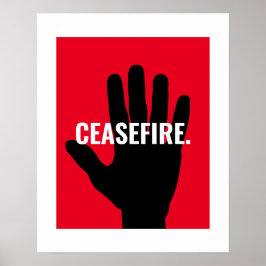Poster Cessar-fogo vermelho preto para a guerra