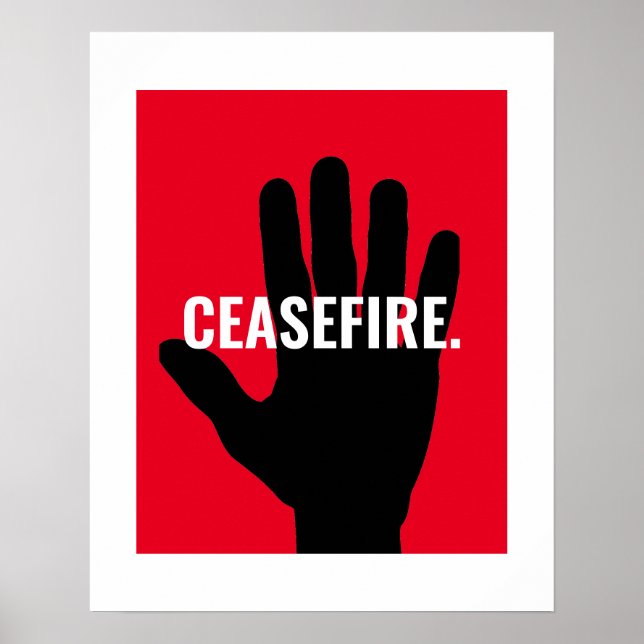 Poster Cessar-fogo vermelho preto para a guerra (Frente)