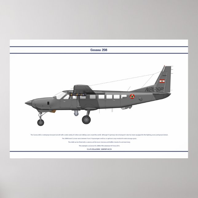 Poster Cessna 208 Líbano (Frente)
