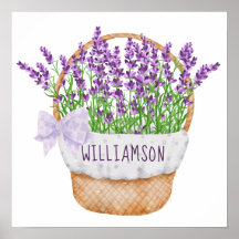 Cesta de Lavanda Floral Roxa Verde Personalizada