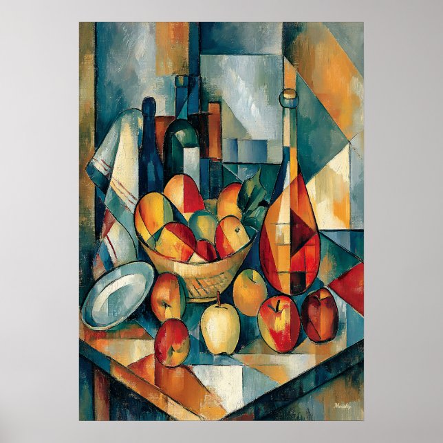 Poster Cesta de Maçãs – Obra-Prima de Reinterpretação (Frente)