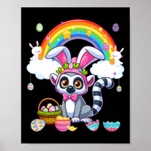 Poster Cesta De Ovos De Páscoa Bunny Lemur Ra Colorida