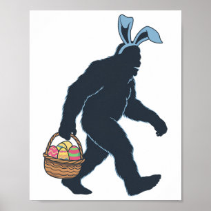 Poster Cesta De Ovos De Páscoa E De Carregando De Coelhin