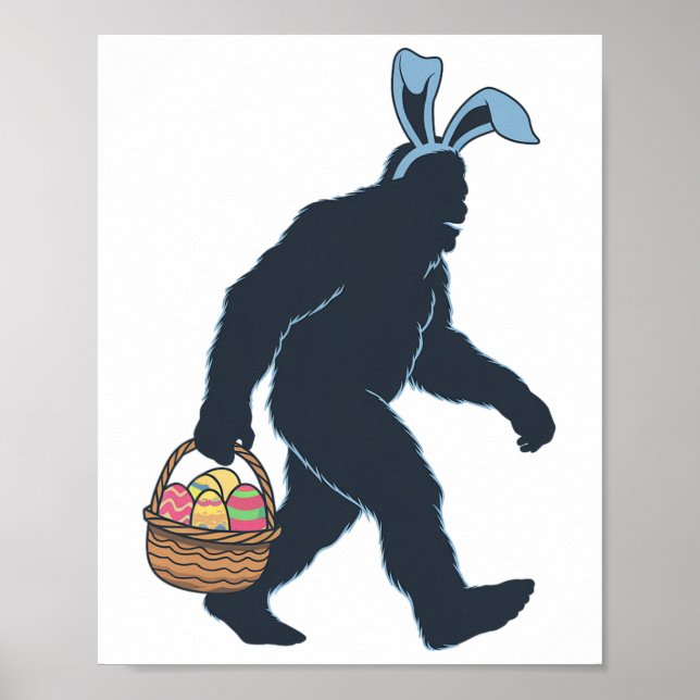 Poster Cesta De Ovos De Páscoa E De Carregando De Coelhin (Frente)