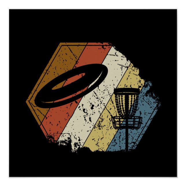 Pôster Cesto de Disc Golf Retro (Frente)