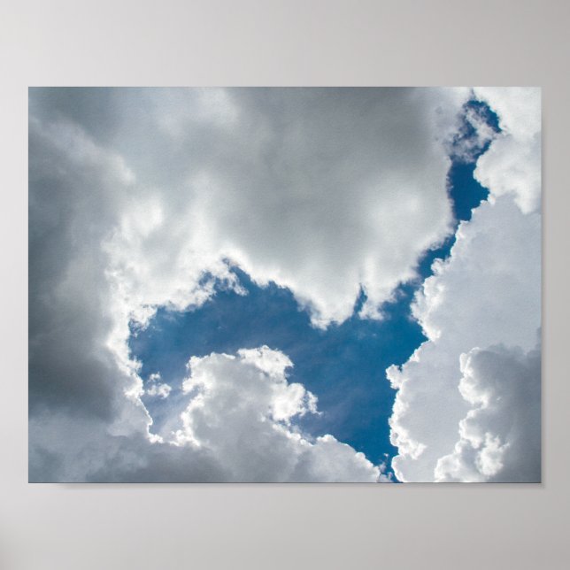 Poster Céu azul e nuvens iluminadas pelo sol (Frente)