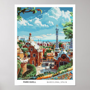 Poster Céu Azul em Park Guell Barcelona Espanha