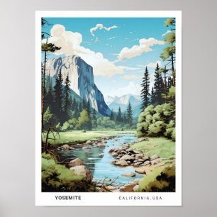 Poster Céu Azul na Viagens vintage da Califórnia em Yosem