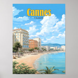 Poster Céu Azul na Viagens vintage de Cannes França