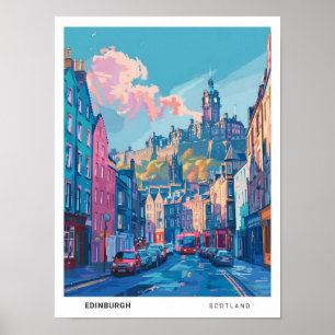 Poster Céu Azul na Viagens vintage de Edimburgo na Escóci
