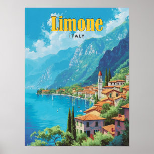 Poster Céu Azul na Viagens vintage de Limone na Itália