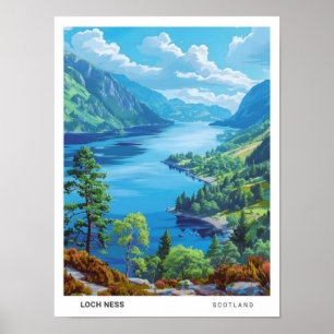 Poster Céu Azul na Viagens vintage de Loch Ness Scotland