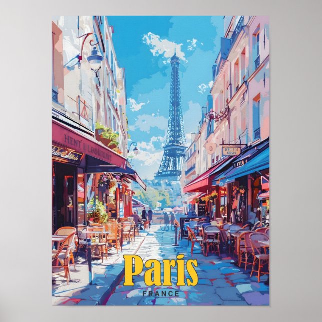 Poster Céu Azul na Viagens vintage de Paris (Frente)
