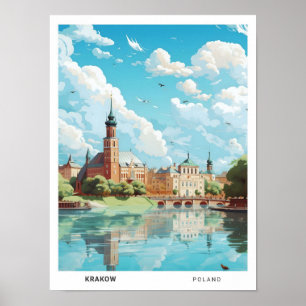 Poster Céu Azul na Viagens vintage Polônia de Cracóvia