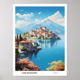 Poster Céu Azul no Lago Maggiore Viagens vintage Itália