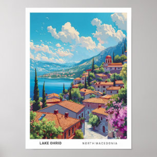 Poster Céu Azul no lago Ohrid Norte da Macedônia Viagem
