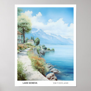 Poster Céu Azul no lago Viagem de Suiça de Genebra