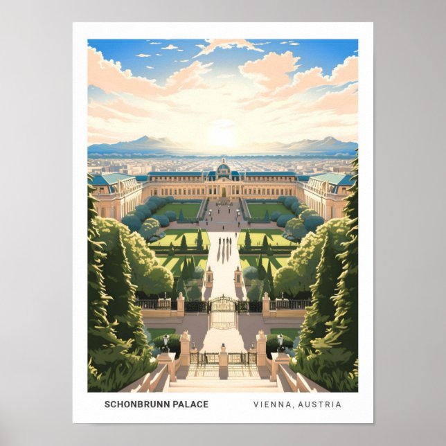 Poster Céu Azul no Palácio de Schonbrunn Viena Áustria (Frente)