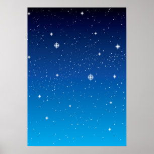Poster Céu Azul Profundo da Noite Estrelada